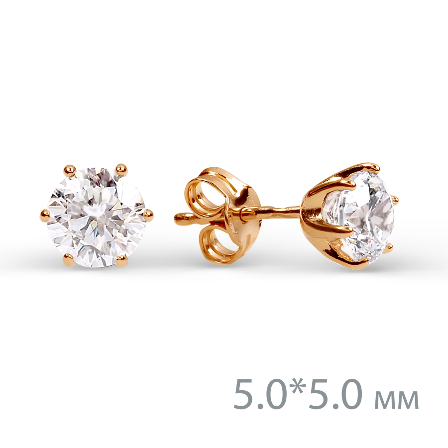 Cercei Pusete din aur roșu cu pietre Cubic Zirconia Incolor
