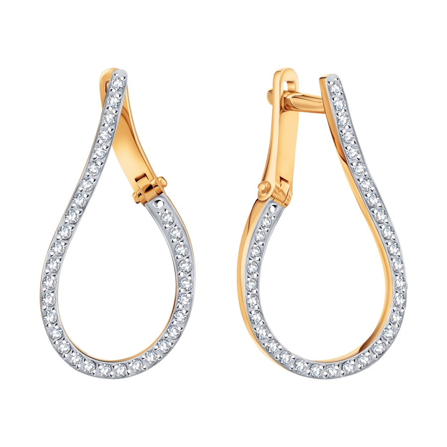 Cercei din aur roșu cu pietre Cubic Zirconia Incolor