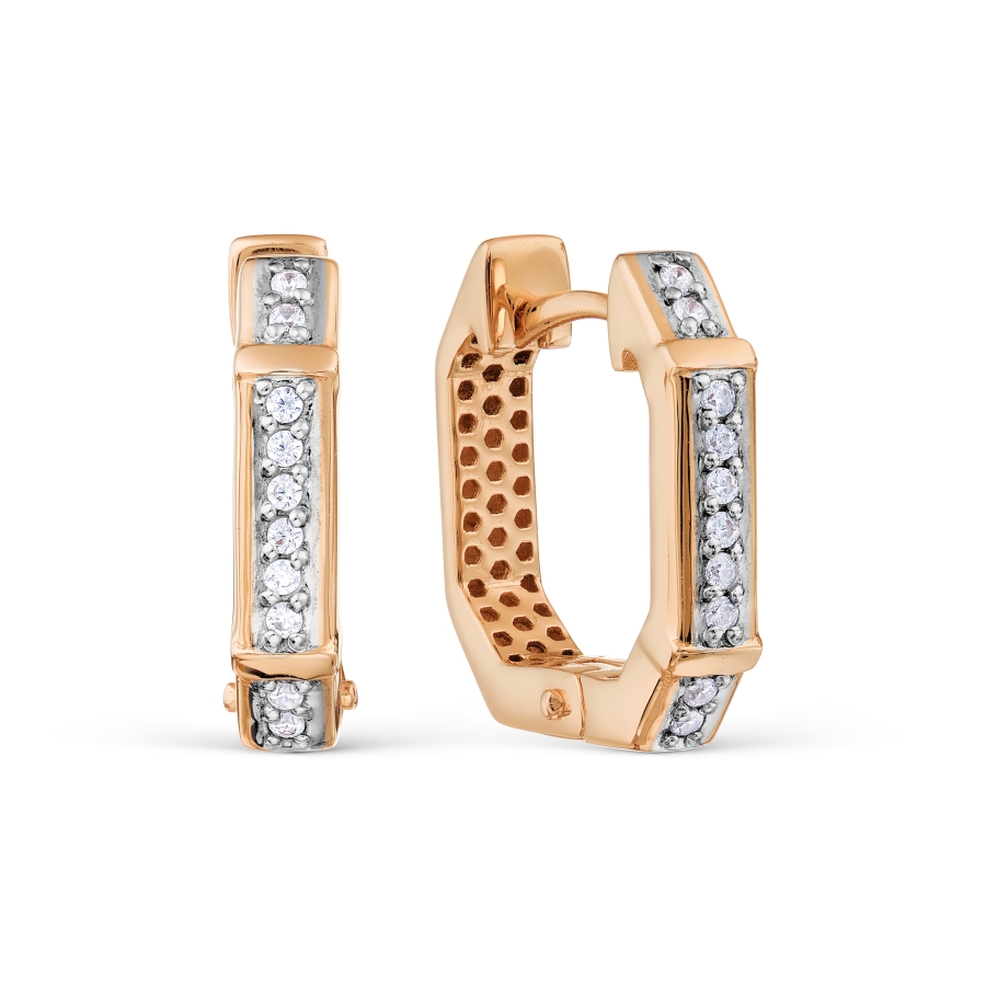 Cercei Creole din aur roșu cu pietre Cubic Zirconia Incolor