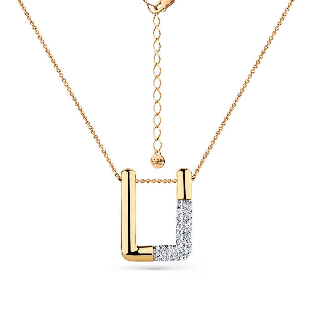 Colier din aur roșu cu pietre Cubic zirconia
