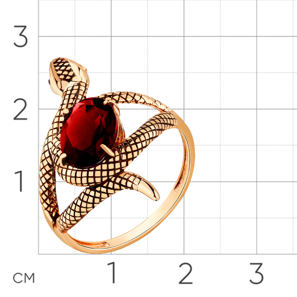 Inel din aur roșu cu pietre Cubic zirconia, Granat