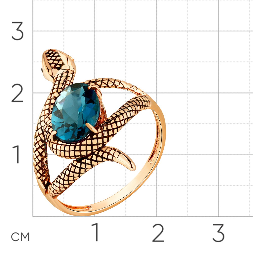 Inel din aur roșu cu pietre Cubic zirconia, Topaz London