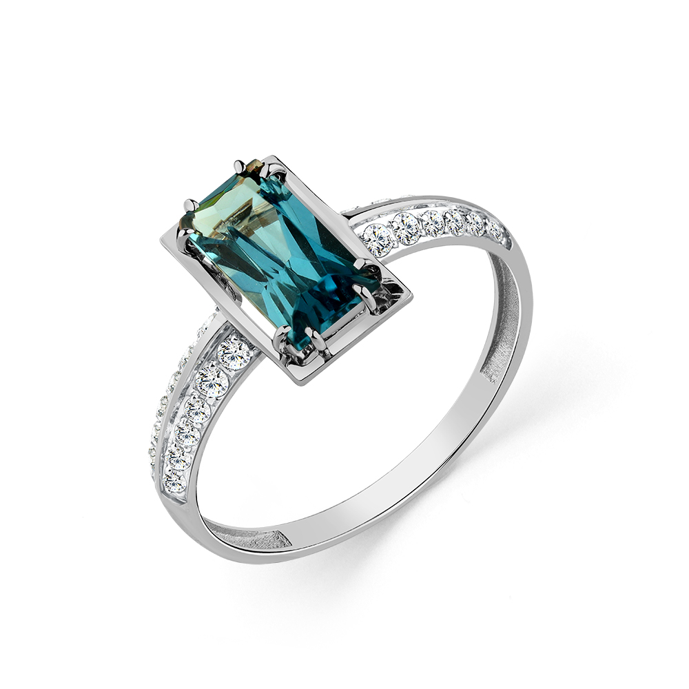 Inel din aur alb cu pietre Cubic Zirconia Incolor, Topaz London
