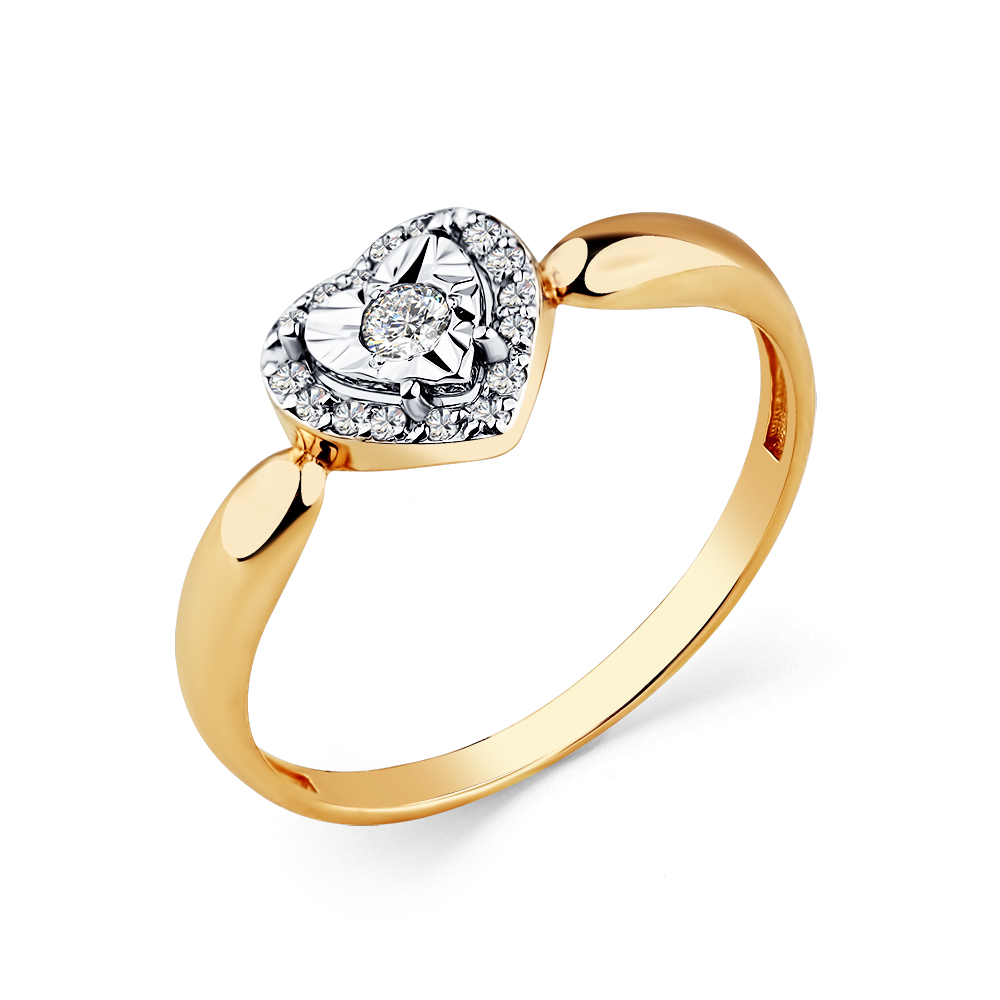 Inel din aur roșu cu pietre Cubic zirconia