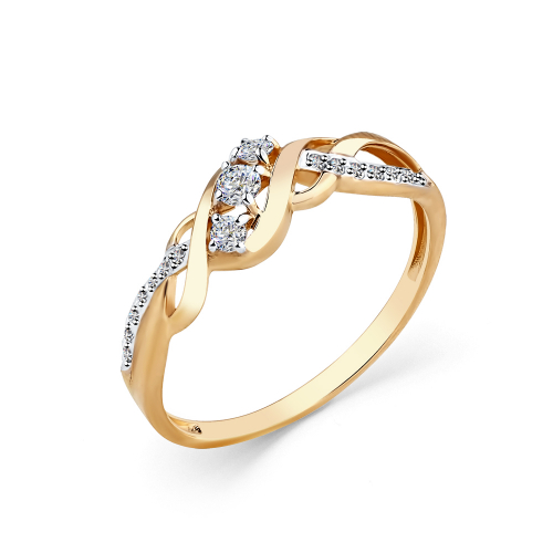 Inel din aur roșu cu pietre Cubic zirconia