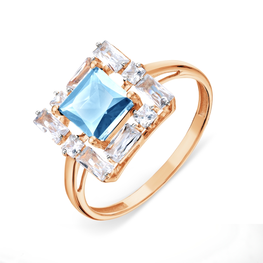Inel din aur roșu cu pietre Cubic zirconia, Topaz