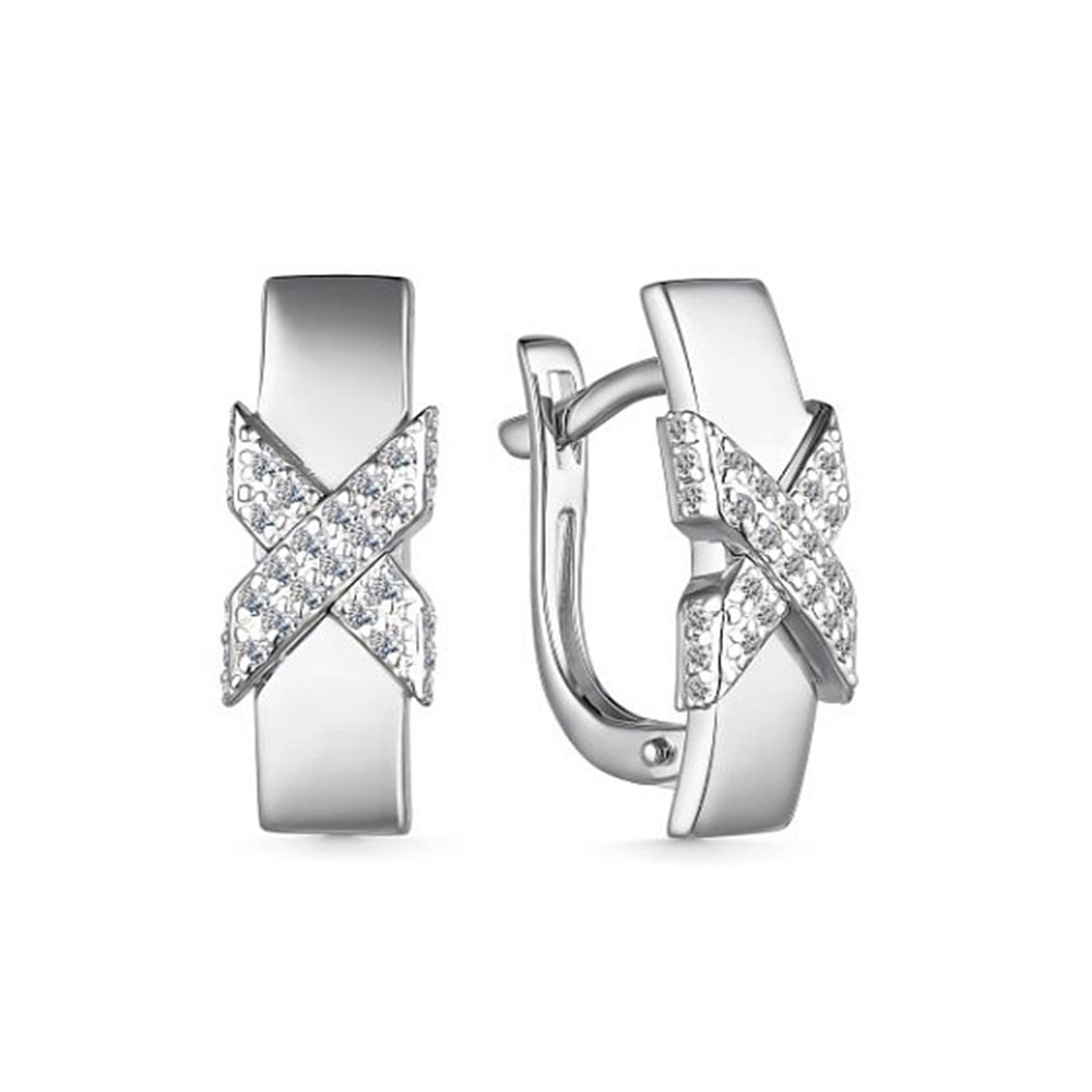Cercei din aur alb cu pietre Diamant