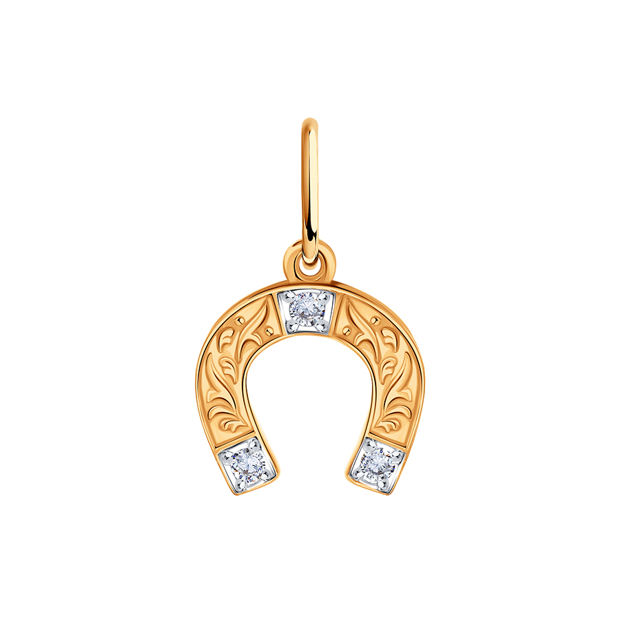 Pandantiv din aur roșu cu pietre Cubic Zirconia Incolor