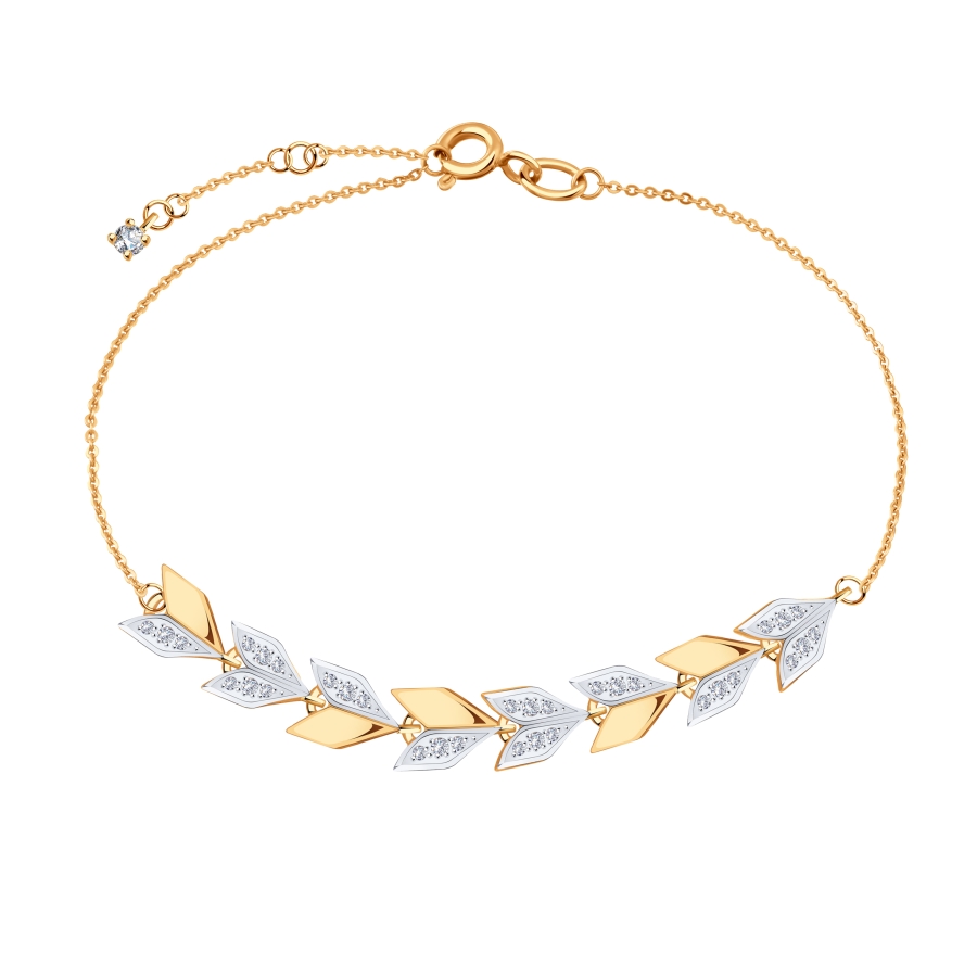 Brățară din aur roșu cu pietre Cubic Zirconia Incolor