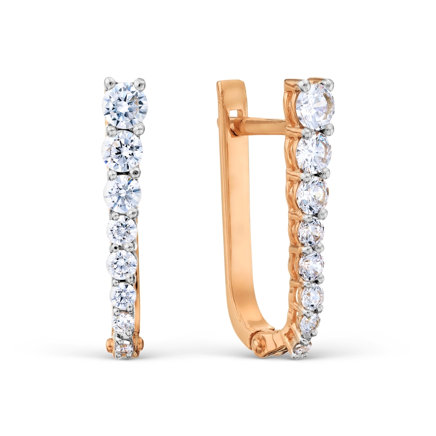 Cercei din aur roșu cu pietre Cubic Zirconia Incolor
