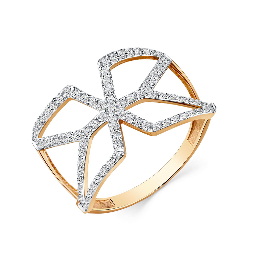 Inel din aur roșu cu pietre Cubic Zirconia Incolor
