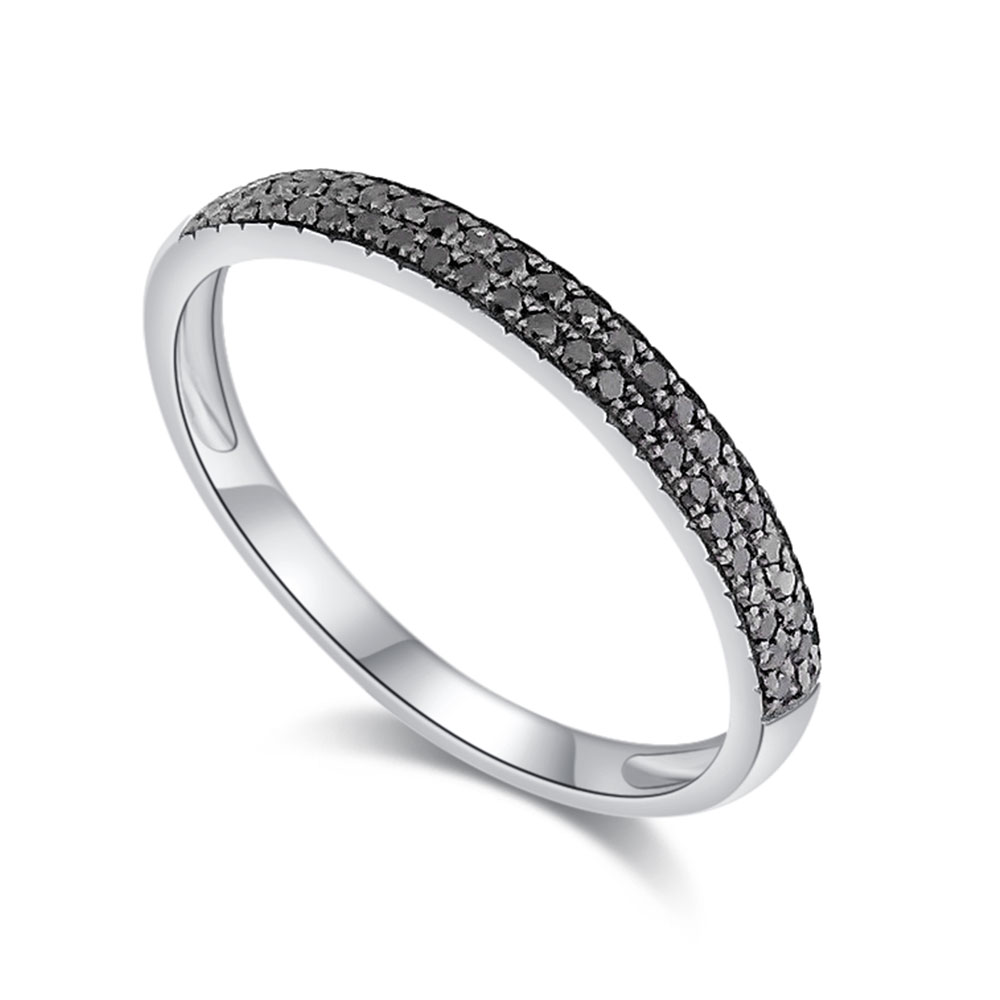 Inel din aur alb cu pietre Diamant negru