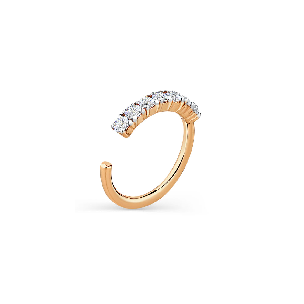 Piercing din aur roșu cu pietre Cubic Zirconia Incolor