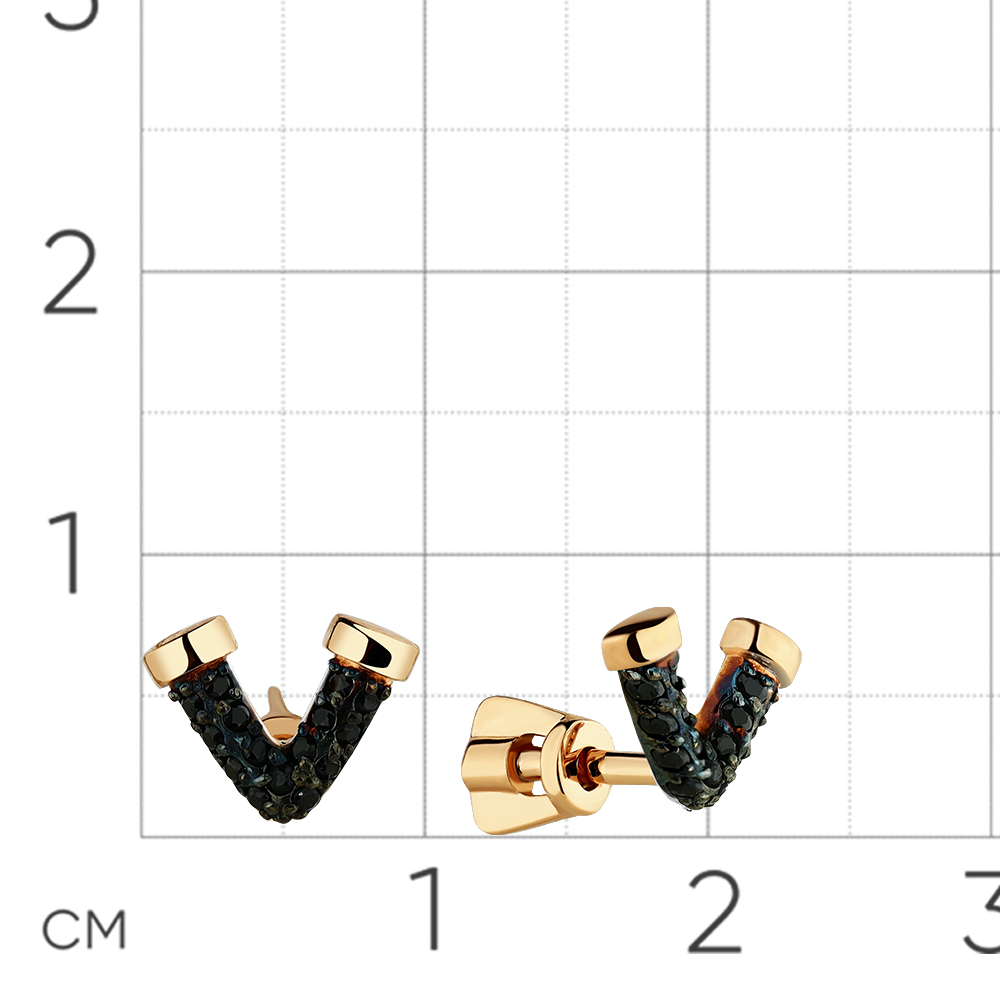 Cercei Pusete din aur roșu cu pietre Cubic Zirconia Negru
