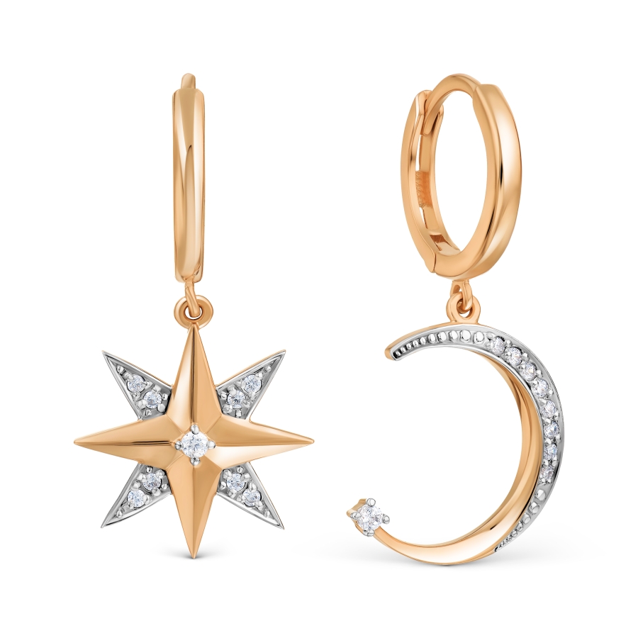 Cercei Creole din aur roșu cu pietre Cubic zirconia