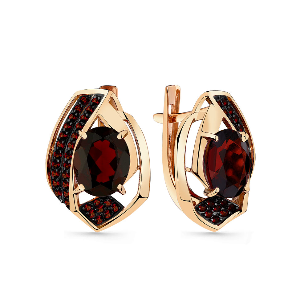 Cercei din aur roșu cu pietre Cubic Zirconia Roșu, Granat