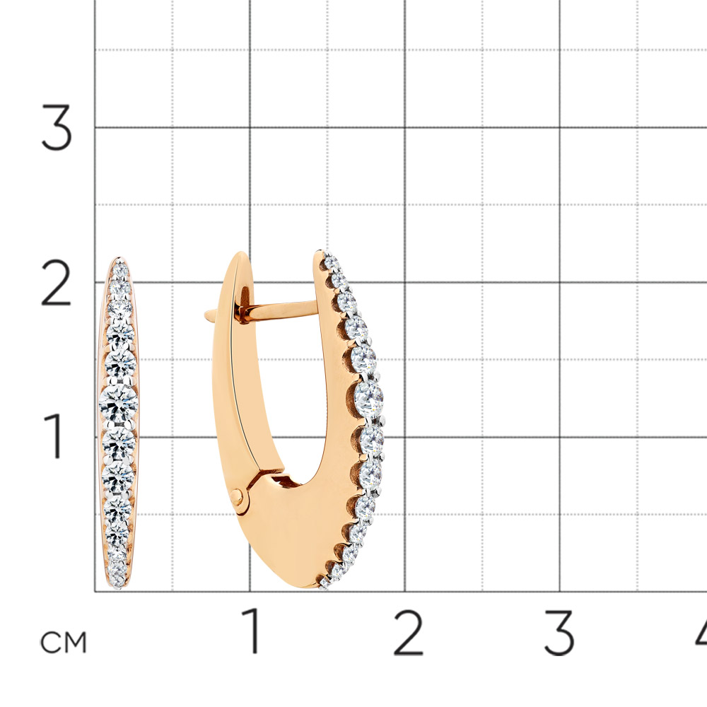 Cercei din aur roșu cu pietre Cubic Zirconia Incolor