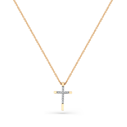 Colier din aur roșu cu pietre Cubic zirconia