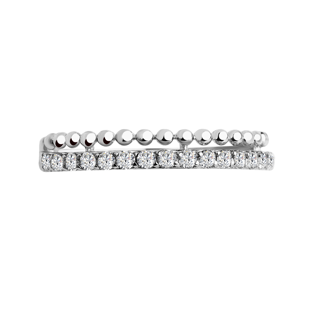 Inel din aur alb cu pietre Cubic Zirconia Incolor