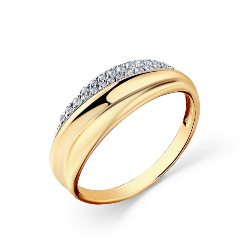 Inel din aur roșu cu pietre Cubic zirconia