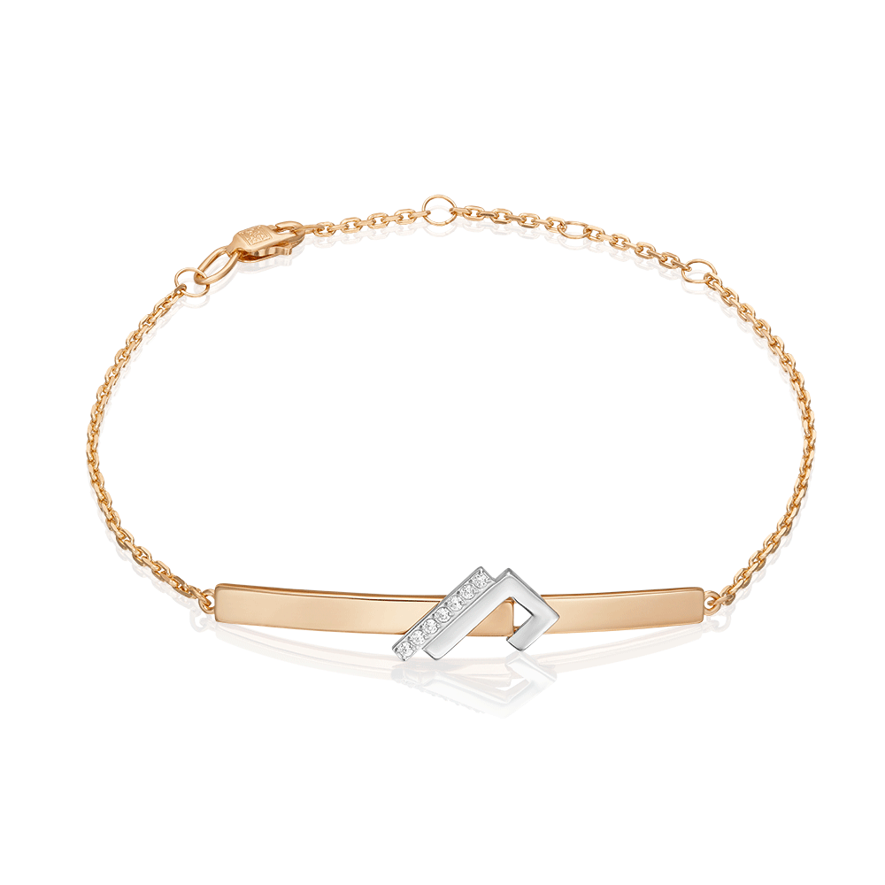 Brățară din aur alb și roșu cu pietre Cubic zirconia