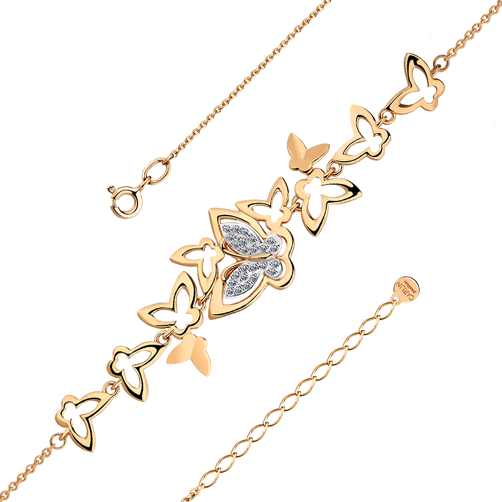 Brățară din aur roșu cu pietre Cubic Zirconia Incolor