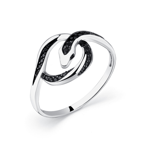 Inel din aur alb cu pietre Cubic zirconia negru