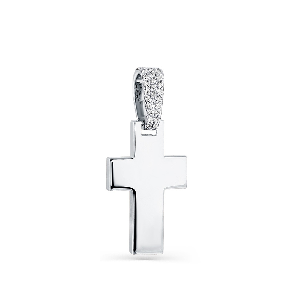 Cruce din aur alb cu pietre Diamant