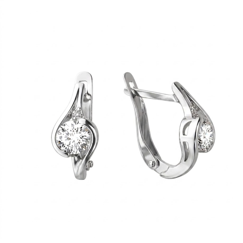 Cercei din aur alb cu Cubic Zirconia Incolor
