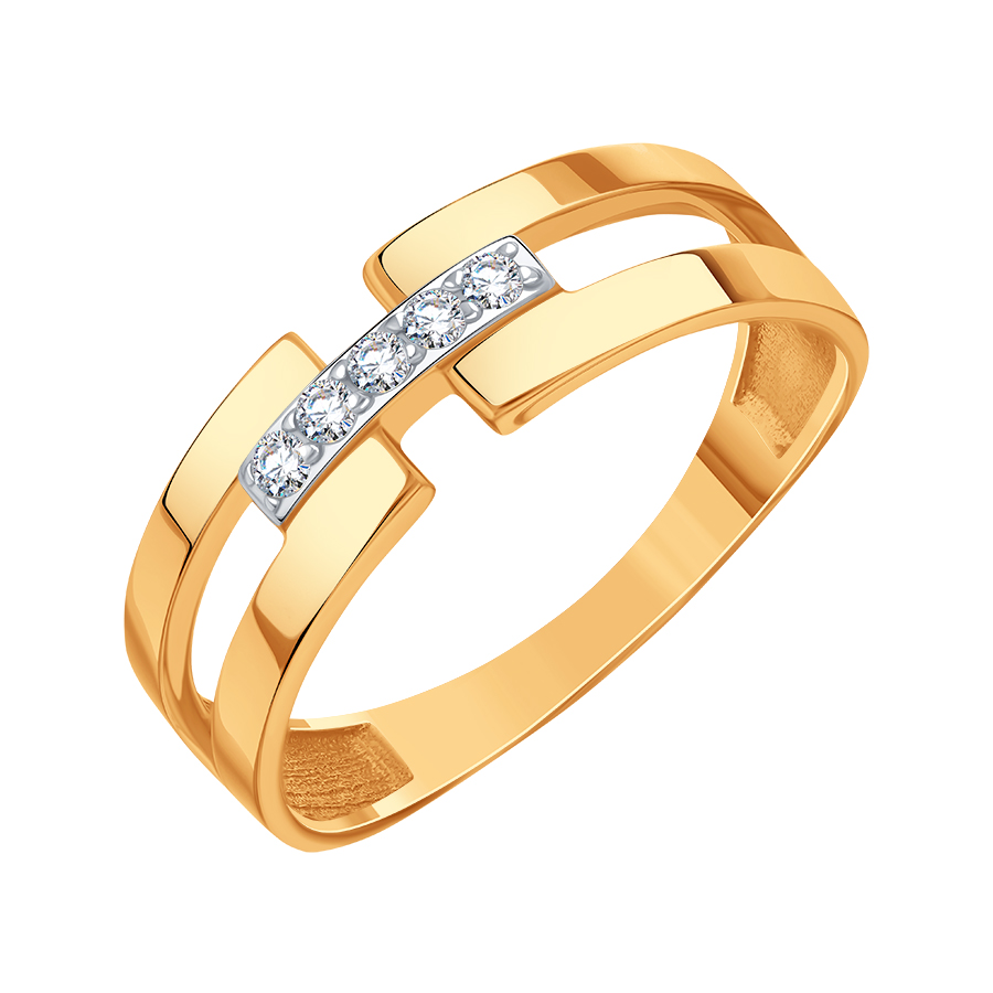 Inel din aur roșu cu pietre Cubic Zirconia Incolor