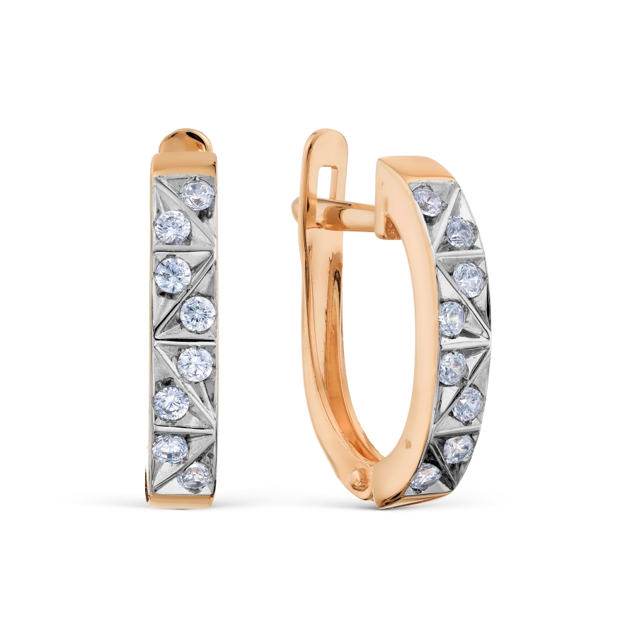 Cercei din aur roșu cu pietre Cubic Zirconia Incolor