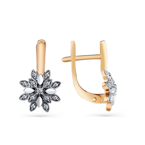 Cercei din aur roșu cu pietre Cubic zirconia