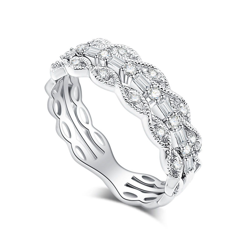 Inel din aur alb cu pietre Diamant