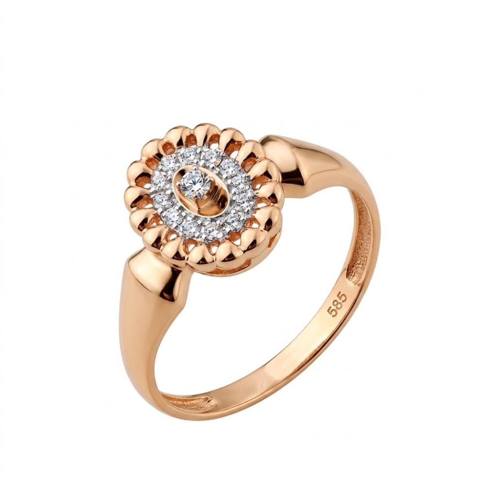 Inel din aur roz cu Diamant