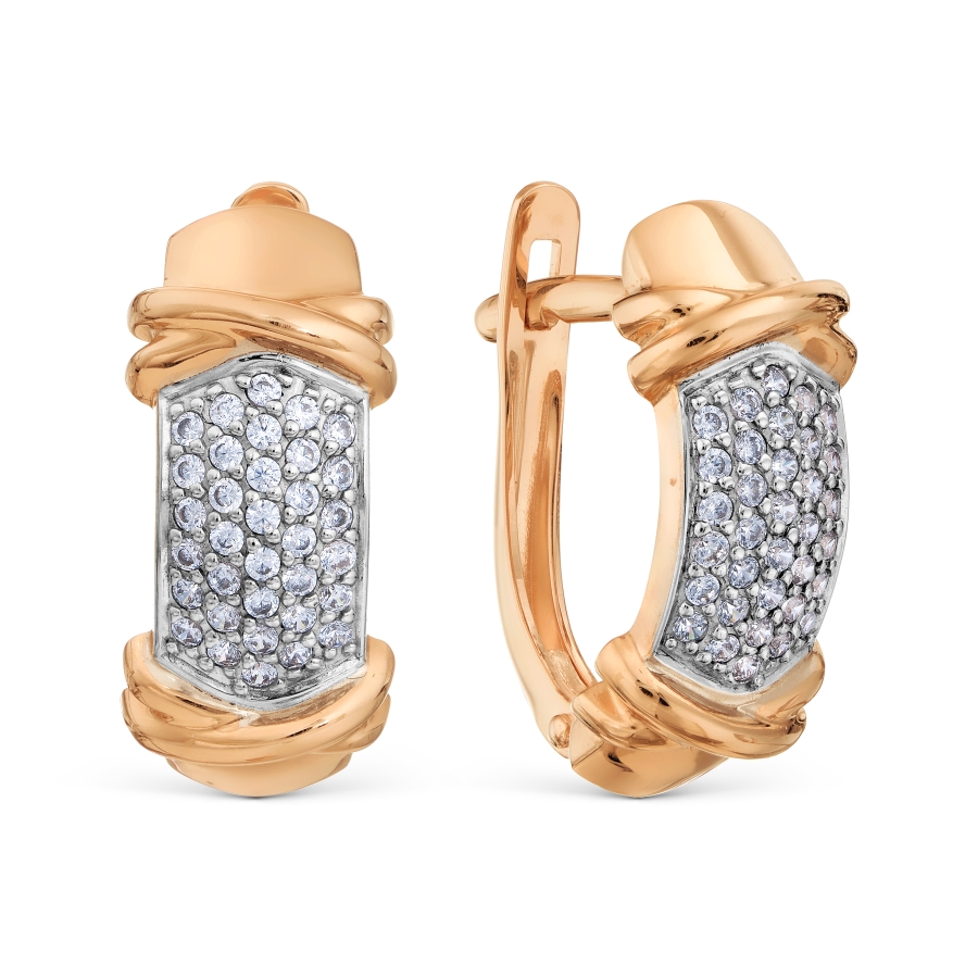 Cercei din aur roșu cu pietre Cubic zirconia