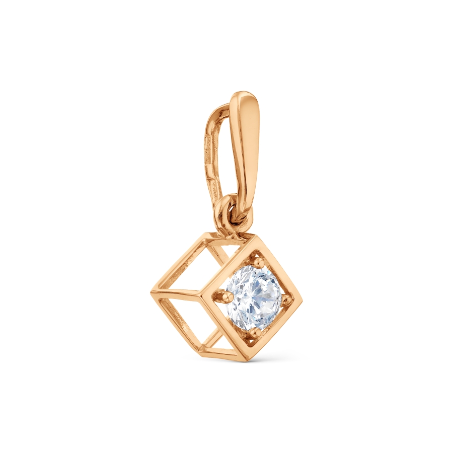 Pandantiv din aur roșu cu pietre Cubic Zirconia Incolor
