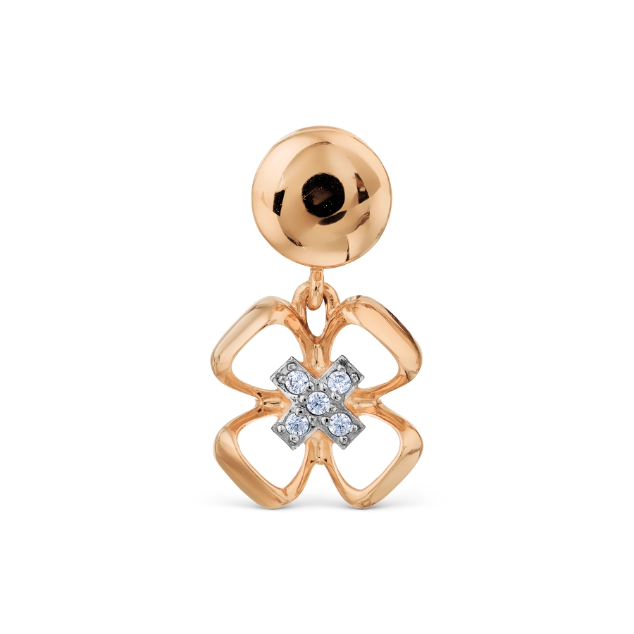 Pandantiv din aur roșu cu pietre Cubic Zirconia Incolor