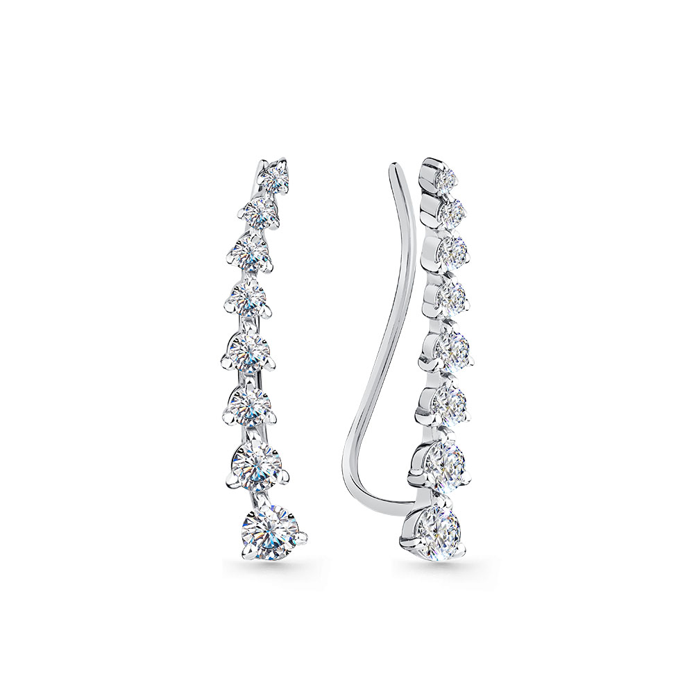Cercei din aur alb cu pietre Cubic Zirconia Incolor
