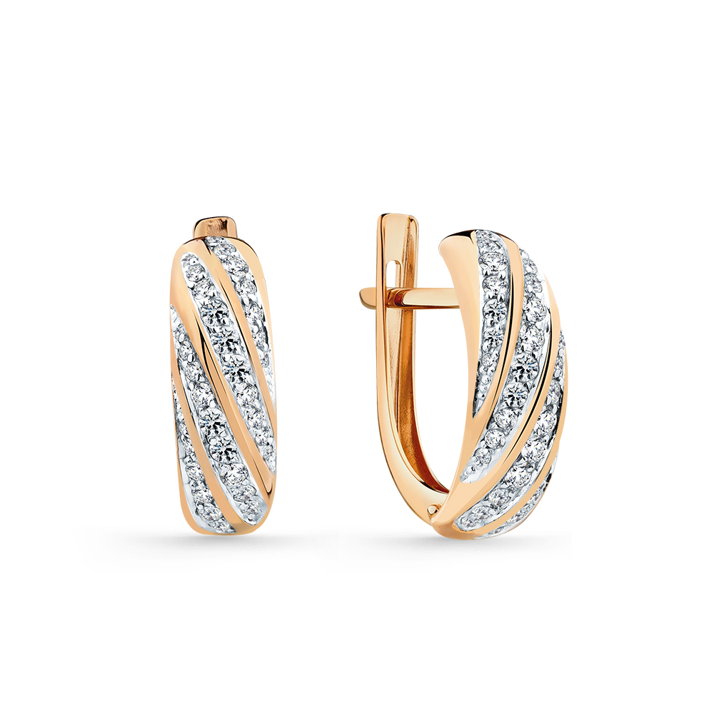 Cercei din aur roșu cu pietre Cubic Zirconia Incolor