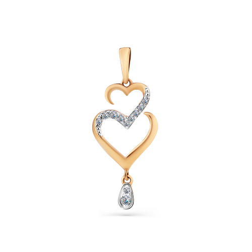 Pandativ love din aur roșu cu pietre Cubic zirconia