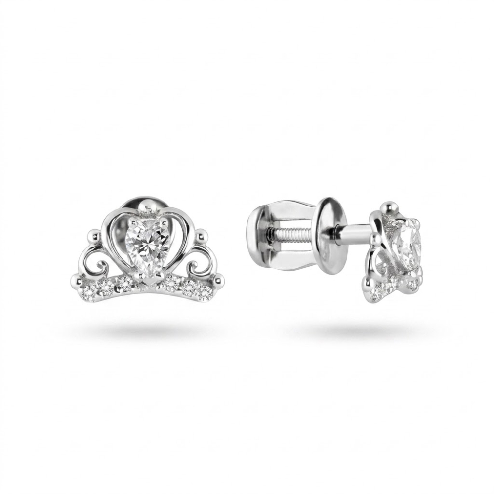 Cercei din aur alb cu Cubic Zirconia Incolor