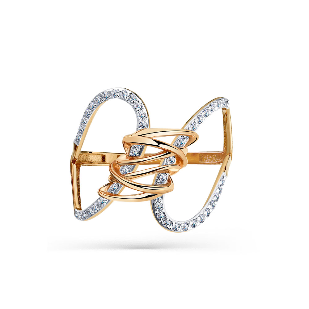 Inel din aur roșu cu pietre Cubic zirconia