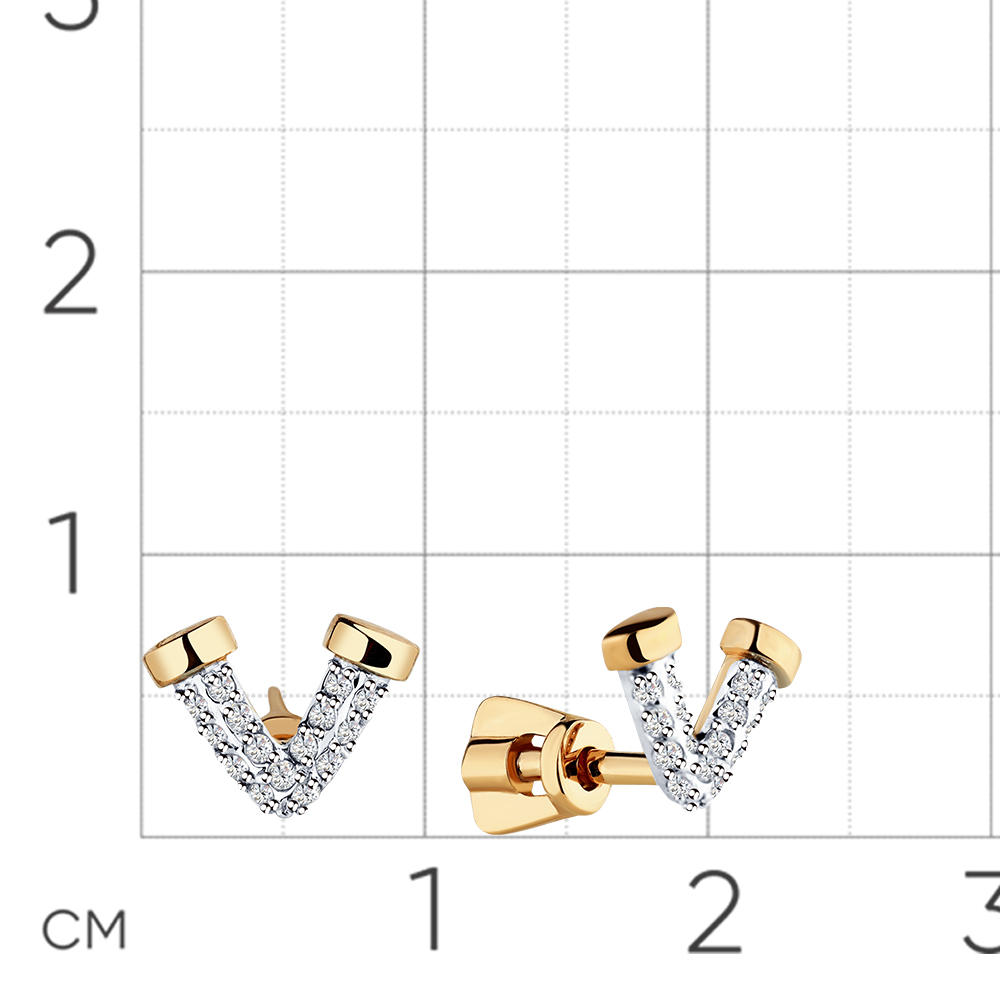 Cercei Pusete din aur roșu cu pietre Cubic Zirconia Incolor