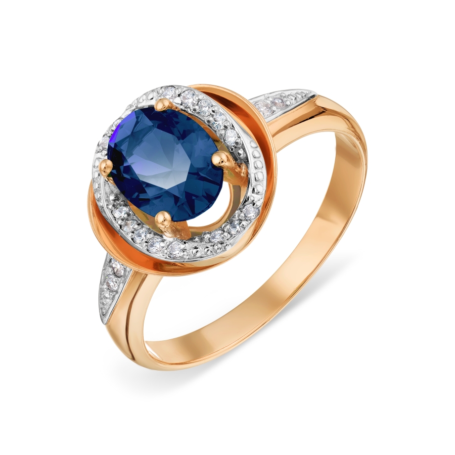 Inel din aur roșu cu pietre Diamant, Safir