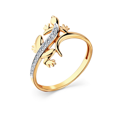 Inel din aur roșu cu pietre Cubic Zirconia Incolor