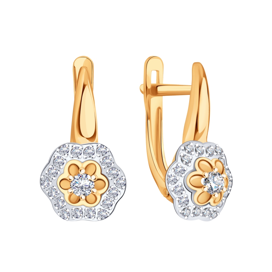 Cercei din aur roșu cu pietre Cubic Zirconia Incolor