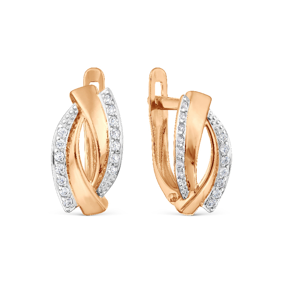 Cercei din aur roșu cu pietre Cubic zirconia