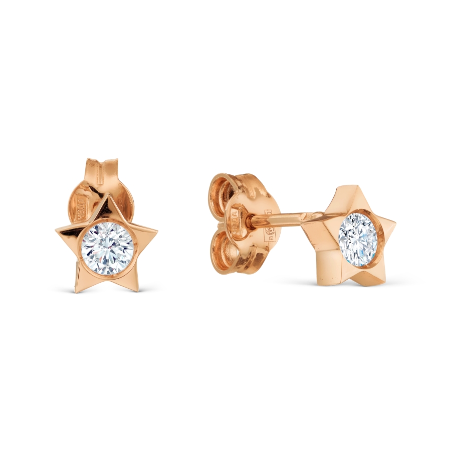 Cercei Pusete din aur roșu cu pietre Cubic Zirconia Incolor
