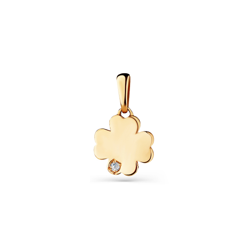Pandantiv din aur roșu cu pietre Cubic zirconia