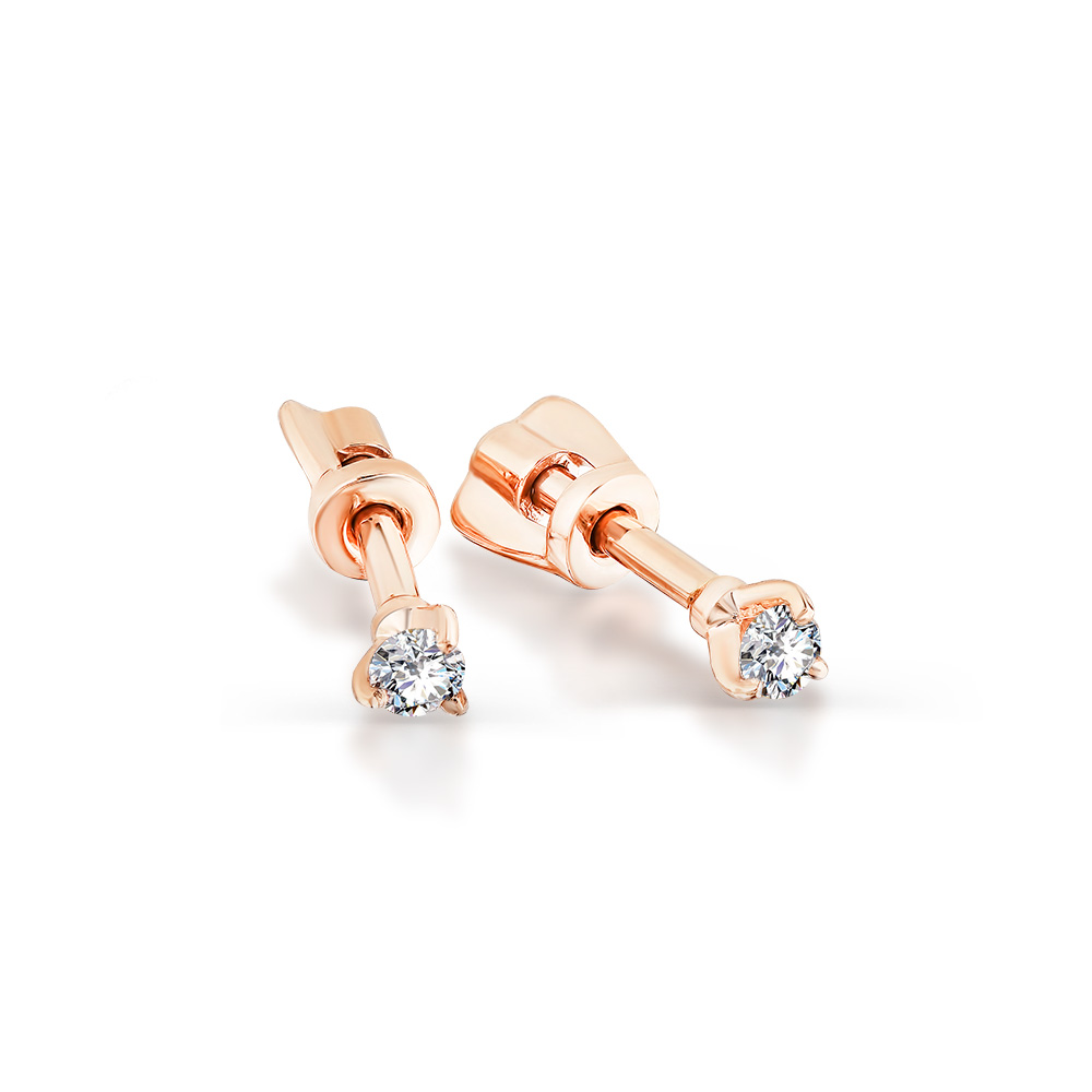 Cercei Pusete din aur roșu cu pietre Cubic zirconia